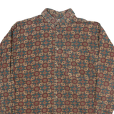 CENTERFIELD Mens Shirt Red Crazy Pattern Long Sleeve M