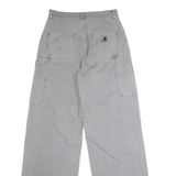 CARHARTT WIP Jeans Carpenter Womens Canvas Trousers Grey Loose Wide-Leg W26 L31