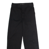 DICKIES Worker Crop Roll Hem Womens Twill Trousers Black Straight W27 L27