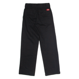 DICKIES Worker Crop Roll Hem Womens Twill Trousers Black Straight W27 L27