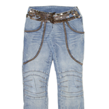 POIS Low Waist Distressed Womens Jeans Blue Slim Skinny Stone Wash W26 L31