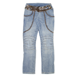 POIS Low Waist Distressed Womens Jeans Blue Slim Skinny Stone Wash W26 L31