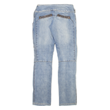 POIS Low Waist Distressed Womens Jeans Blue Slim Skinny Stone Wash W26 L31