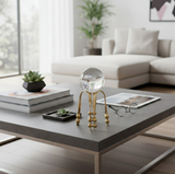 ANYHOUZ Luxury Gold Metal Tabletop Decor – Crystal Ball Sculpture for Living Room, House Display & Elegant Crafts Ornaments