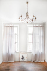 Tie top linen curtain