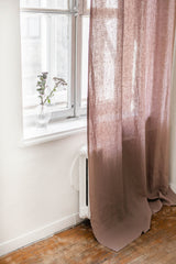 Tie top linen curtain