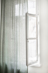 Tie top linen curtain