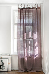 Tie top linen curtain