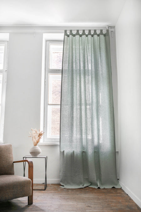 Tab top linen curtain