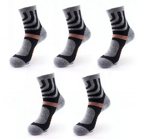 Anyfootwear 5 Pairs One Size 5-11 Grey Cotton Compression Trekking With Formal Work Male Socks Meia Contrast Color Designer Brand Fit For Man