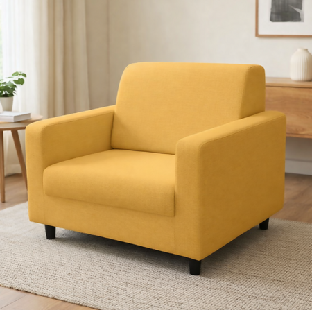 Anyseat 1-Seater Sofa Cover – Plain Yellow Style Slipcover for Living Room Chair Protection