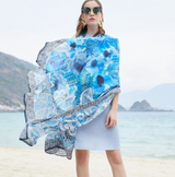 Anyyou 100% Mulberry Silk Sky Blue Long Scarf for Women Luxury Beach Shawl Swimwear Cover-Up Pashmina Wrap Foulard