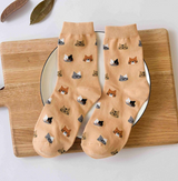 Anyfootwear 5 Pairs Women's Cartoon Cat Ankle Socks Size 5-9 Orange Thick Warm Cotton Cute Casual Short Socks for Ladies Girls Christmas Gifts