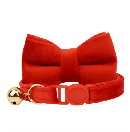 Anypet Stylish Red Bow Cat Collar – Small Size with Safety Buckle, Bell & Durable Strap
