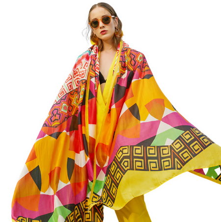 Anyyou Luxury 100% Mulberry Silk Butter Yellow Long Scarf Women Beach Shawl Pashmina Wrap Swimwear Cover-Up Foulard