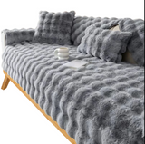 Anyseat Sofa Towel Super Soft Rabbit Plush Gray Thicken Bubble Velvet Non-slip Sectional Sofa Cover Non-slip L-shaped Couch Cover