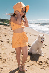 Girl's linen shorts - Orange