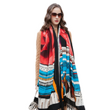 Anyyou 100% Merino Wool Multi-Color Multipatten Silk Satin Large Winter Scarf Pashmina Shawl Bandana Perfect For Women Ladies Fashion Style
