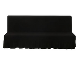 Anyseat Black Armless Futon Slipcover – Stretch Sofa Bed Protector with Ruffle Skirt