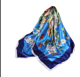 Anyyou Fashion Premium Satin Square Scarf – Peony Blue Silk-Feel Neckwrap for Women