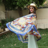 Anyyou 100% Mulberry Silk Ocean Blue Scarf Women Luxury Long Shawl – Beach Wear, Swimwear Cover Up, Pashmina Foulard Fashion Accessory