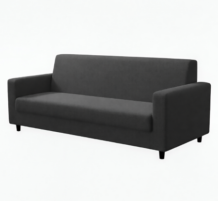 Anyseat 3-Seater Sofa Cover – Plain Dark Grey Style Slipcover for Living Room Chair Protection