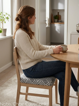 Anyseat Grey White Macro Knitted Design Print Chair Cover – Stretch Washable Removable Seat Cover for Dining & Kitchen
