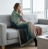 Anycozy Faux Cashmere Throw Blanket – Abstract Rainbow Wave Pattern Sofa Cover with Tassels, Soft Home Decor Accent