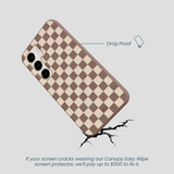 Chocolate Brown Latte Check Samsung Galaxy S23 Case