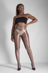 LECHERY® LUSTROUS SILKY SHINY 40 DENIER SEMI-OPAQUE PANTYHOSE TIGHTS • COCOA
