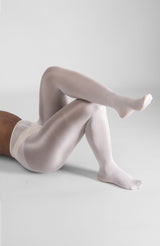 LECHERY® LUSTROUS SILKY SHINY 40 DENIER SEMI-OPAQUE PANTYHOSE TIGHTS • WHITE