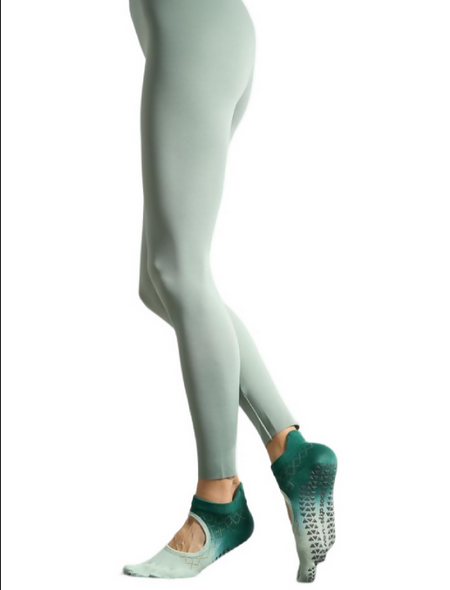 Anyfootwear 1 Pair One Size 35-40 Aqua Blue Green Gradient Yoga Socks Non-Slip Five Finger Socks Split Toe Pilates Grip Socks For Women