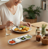 Anygleam Silver Stainless Steel 4-Grid Sauce Dish – Seasoning & Dipping Plates for Kitchenware