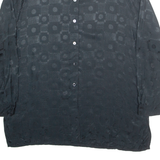 BONITA Padded Shoulders Womens Shirt Black Geometric Long Sleeve L