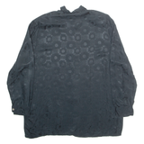 BONITA Padded Shoulders Womens Shirt Black Geometric Long Sleeve L