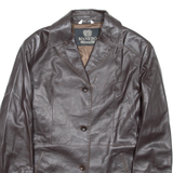 MANEBO Womens Blazer Jacket Black Faux Leather M