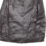 MANEBO Womens Blazer Jacket Black Faux Leather M