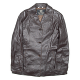 MANEBO Womens Blazer Jacket Black Faux Leather M