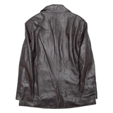 MANEBO Womens Blazer Jacket Black Faux Leather M