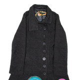 DESIGUAL Womens Overcoat Coat Black Spotted M