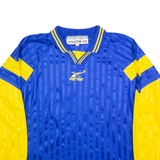 REEBOK Sport Point Mens Football Shirt Jersey Blue Long Sleeve Collared S