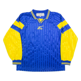 REEBOK Sport Point Mens Football Shirt Jersey Blue Long Sleeve Collared S