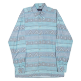 NICK TAYLOR Mens Shirt Blue Crazy Pattern Long Sleeve M