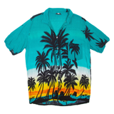 Mens Hawaiian Shirt Blue Crazy Pattern XL