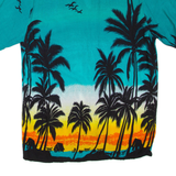 Mens Hawaiian Shirt Blue Crazy Pattern XL