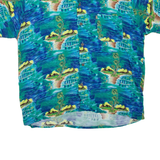 OCEAN CURRENT Mens Hawaiian Shirt Blue Crazy Pattern L
