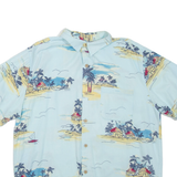 JOE MARLIN Mens Hawaiian Shirt Blue Crazy Pattern XL