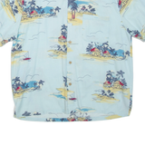 JOE MARLIN Mens Hawaiian Shirt Blue Crazy Pattern XL