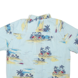 JOE MARLIN Mens Hawaiian Shirt Blue Crazy Pattern XL