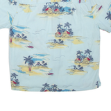JOE MARLIN Mens Hawaiian Shirt Blue Crazy Pattern XL